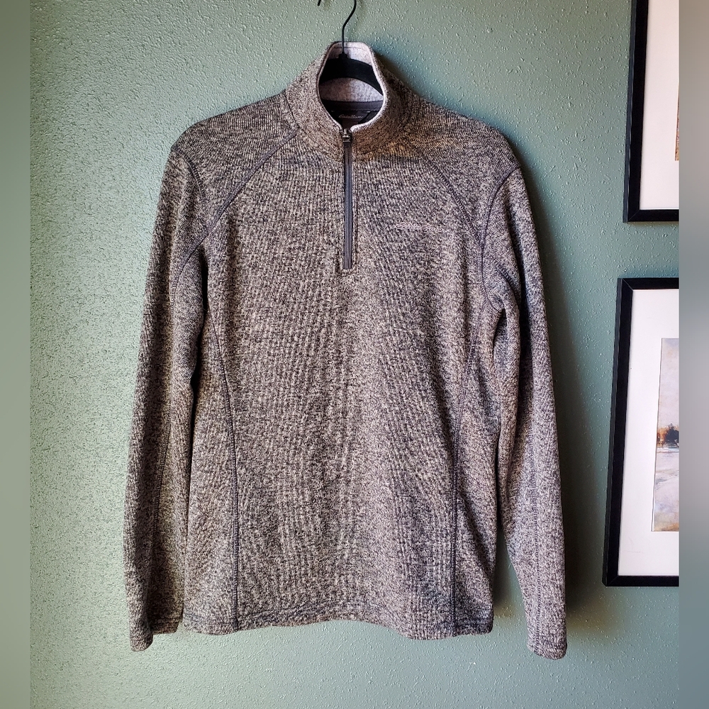Eddie Bauer Men's Charcoal Zip-Up Sweater